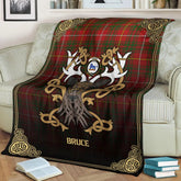 Clan Bruce Modern Tartan Crest Premium Blanket Celtic Stag Style MP64 Clan Bruce Tartan Today
